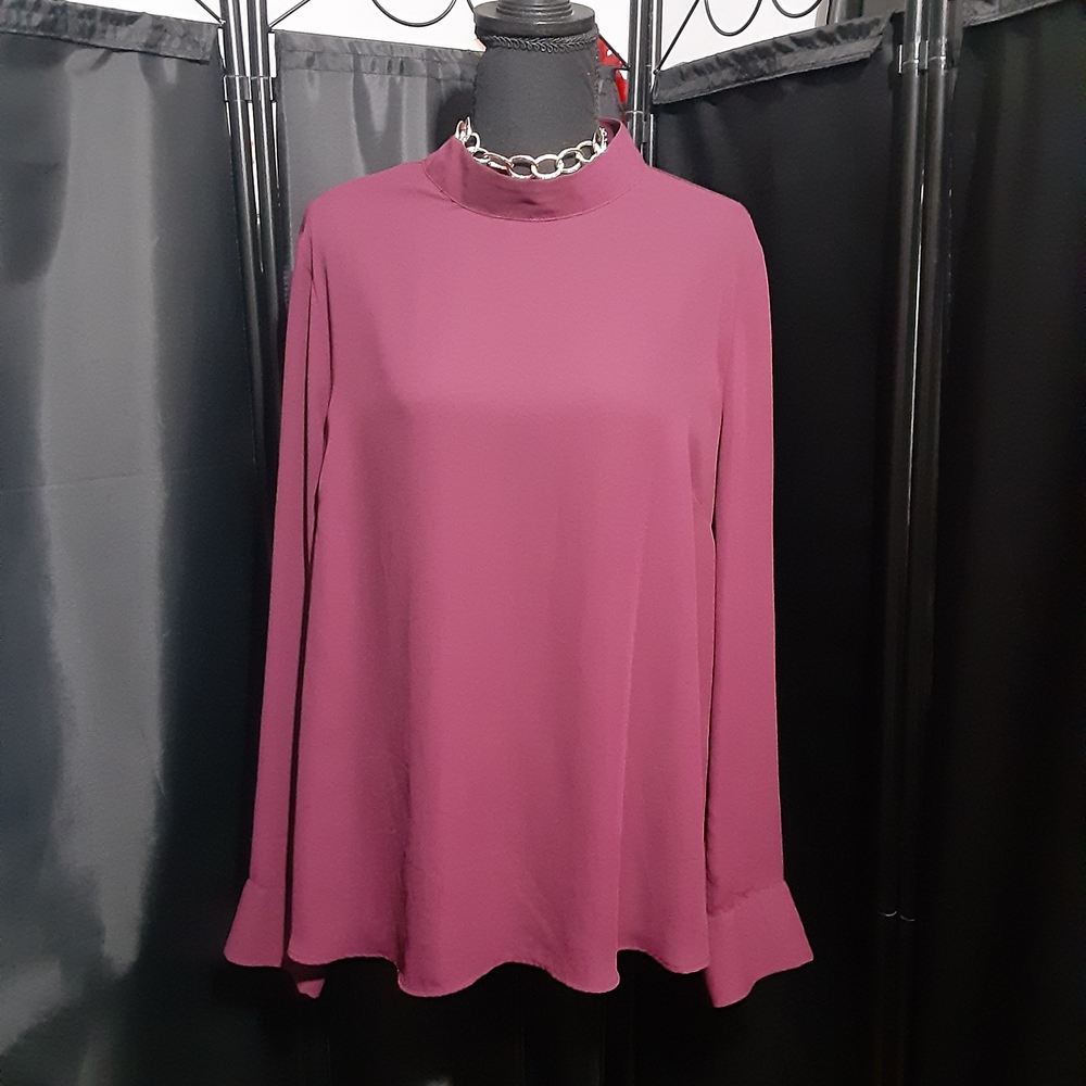 The Limited Plum Long Sleeve Blouse Tie Back Blousen Design Women's Size XL